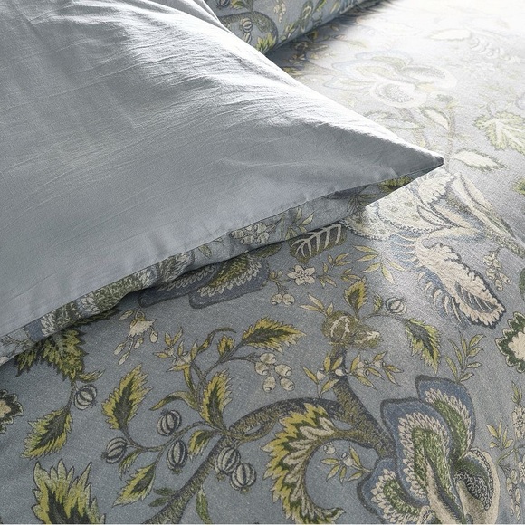 NWT Pottery Barn Azalea Palempore King/Cal King Duvet Cover in Floral Blue Green - Picture 7 of 11